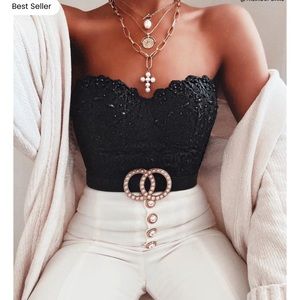 Windsor Lace Bustier Black Crop Top